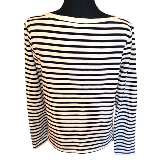 Betsey Johnson Striped Top Embroidered Red Lip Print S Novelty Coastal artsy - Picture 3 of 9